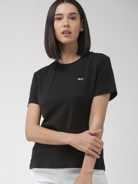 

Tommy Hilfiger Women Black Solid Round Neck T-shirt