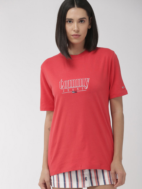 

Tommy Hilfiger Women Orange Solid Round Neck T-shirt