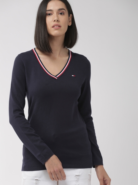 

Tommy Hilfiger Women Navy Blue Solid Pullover Sweater
