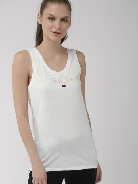 

Tommy Hilfiger Women White Solid Tank Top