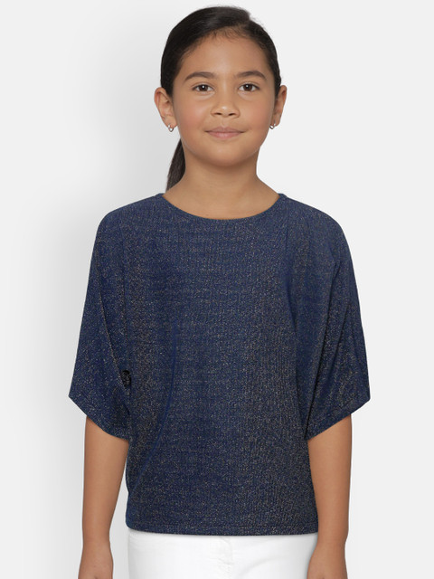 

Natilene Girls Navy Blue Shimmer Top