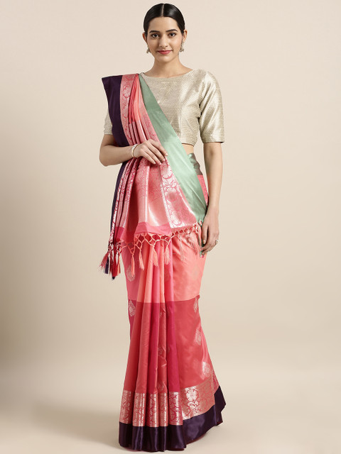 

Varkala Silk Sarees Multi-Coloured Silk Blend Woven Design Kanjeevaram Saree