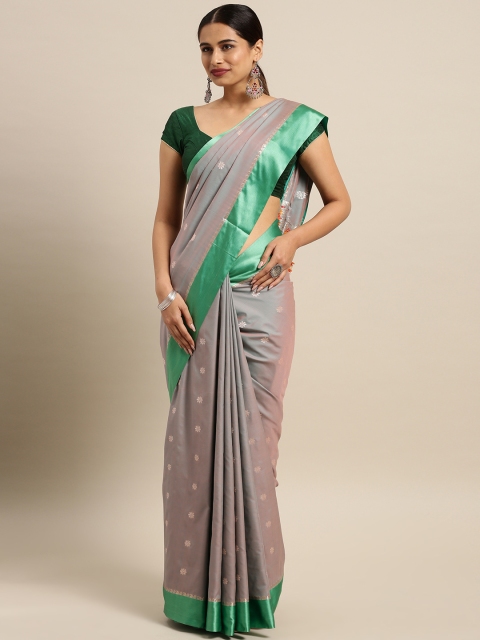 

Varkala Silk Sarees Grey & Green Silk Blend Woven Design Saree