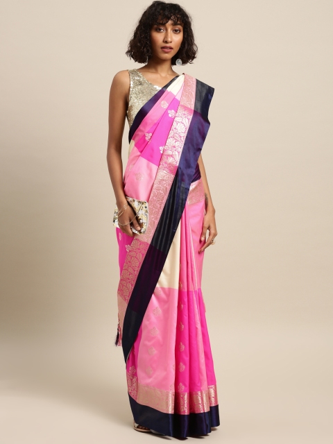 

Varkala Silk Sarees Pink Silk Blend Woven Design Kanjeevaram Saree
