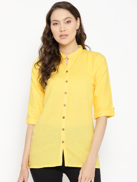 

Vastraa Fusion Women Yellow Regular Fit Solid Casual Shirt