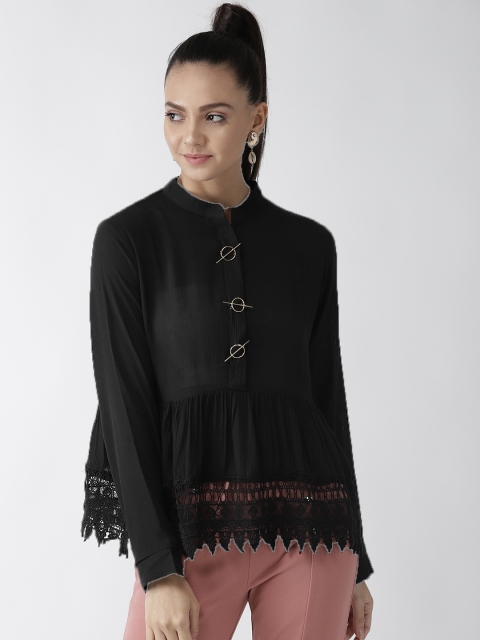 

plusS Women Black Solid A-Line Top
