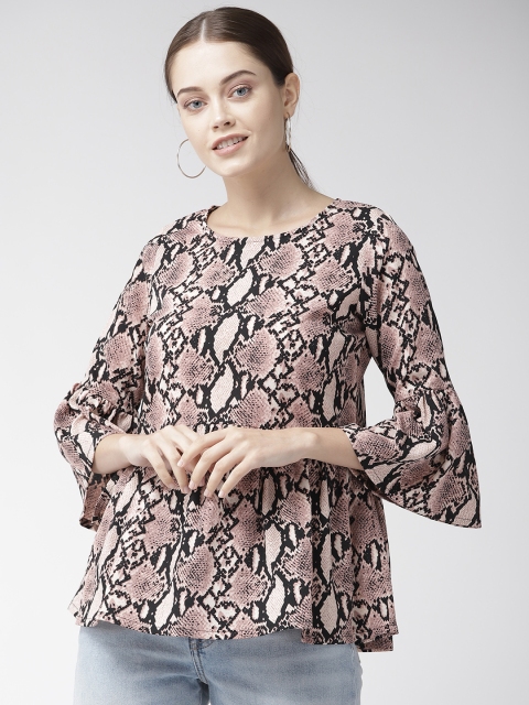 

plusS Women Mauve & Black Snakeskin Print A-Line Top