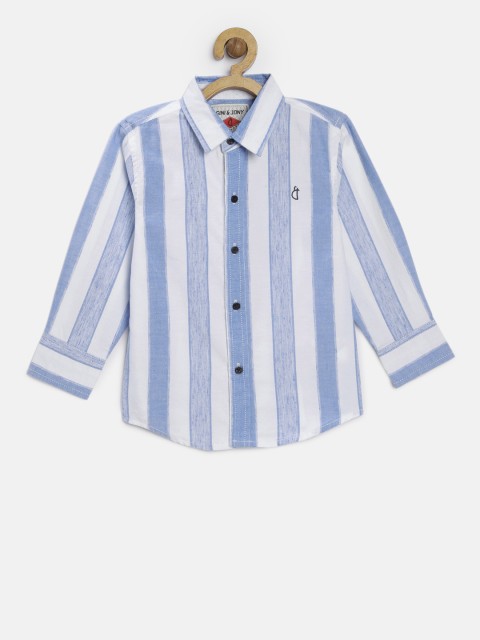 

Gini and Jony Boys Blue & White Regular Fit Striped Casual Shirt