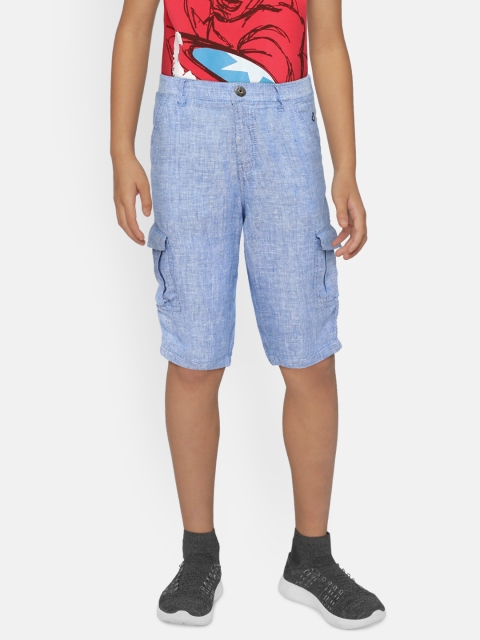 

Gini and Jony Boys Blue Solid Regular Fit Cargo Shorts