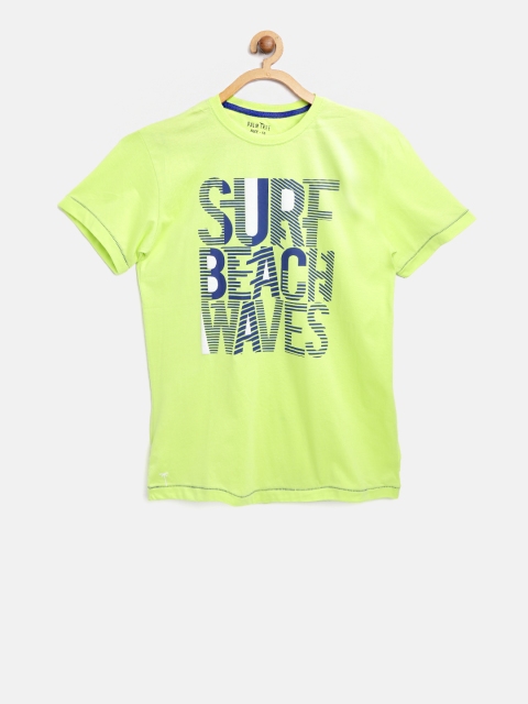 

Palm Tree Boys Fluorescent Green Printed Round Neck T-shirt