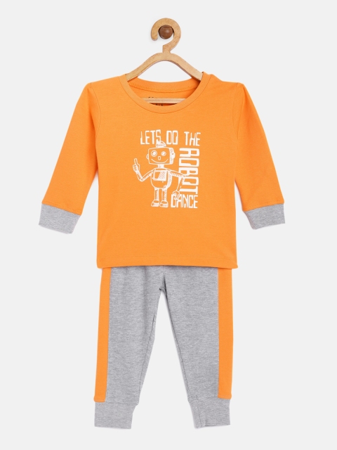 

Gini and Jony Girls Orange & Grey Printed T-shirt with Pyjamas
