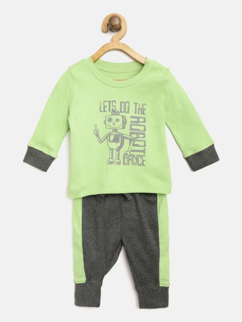 

Gini and Jony Girls Green & Charcoal Grey Printed T-shirt with Joggers
