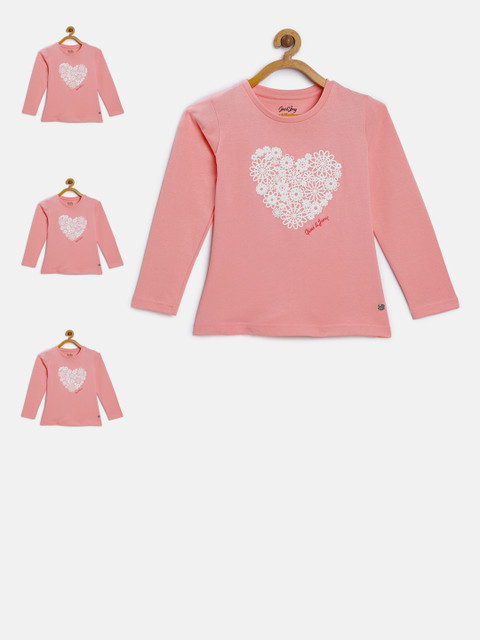 

Gini and Jony Girls Peach-Coloured Printed Sweatshirt