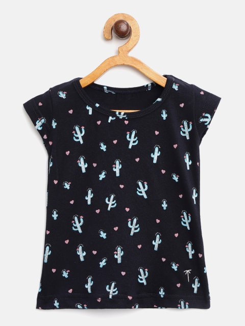 

Palm Tree Girls Navy Blue & White Printed Round Neck T-shirt