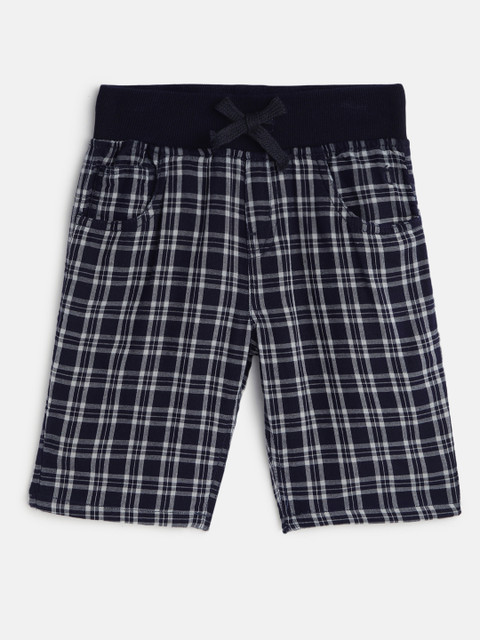 

Gini and Jony Boys Navy Blue Checked Regular Fit Shorts