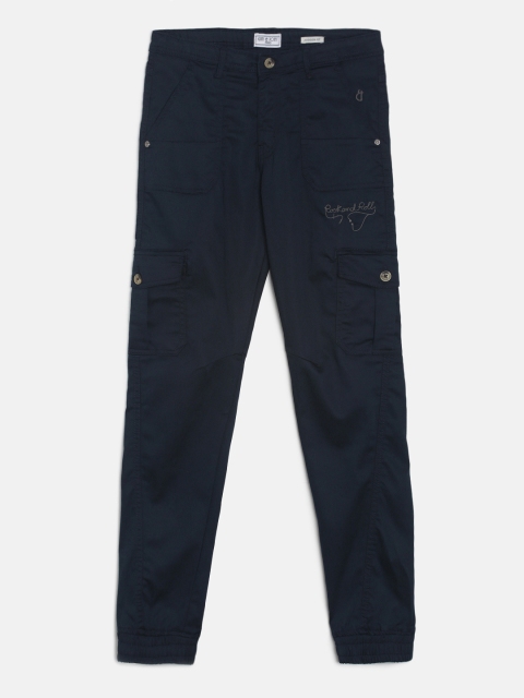 

Gini and Jony Boys Navy Blue Regular Fit Solid Cargos