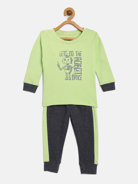 

Gini and Jony Girls Green & Black Printed T-shirt with Pyjamas