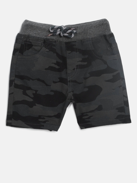 

Gini and Jony Boys Charcoal Black Printed Regular Fit Shorts