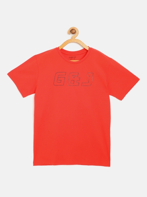 

Gini and Jony Boys Red & Navy Blue Typography Printed Round Neck T-shirt