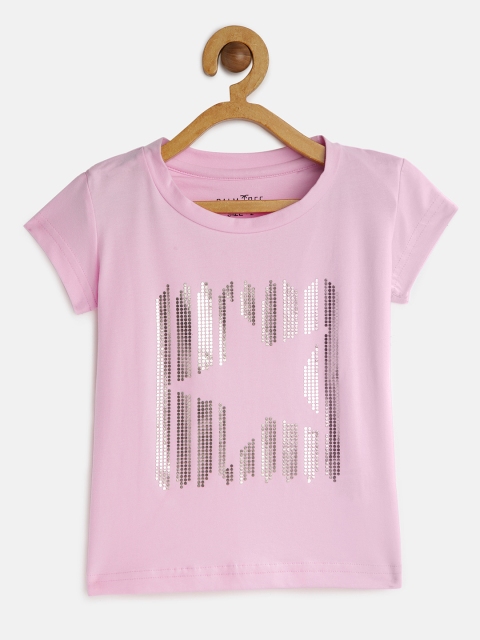 

Palm Tree Girls Pink Self Design Round Neck T-shirt
