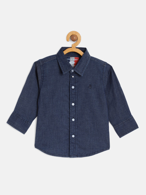 

Gini and Jony Boys Navy Blue Regular Fit Solid Casual Shirt