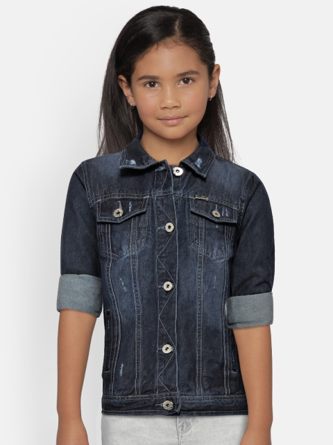 

Gini and Jony Girls Navy Blue Washed Denim Jacket