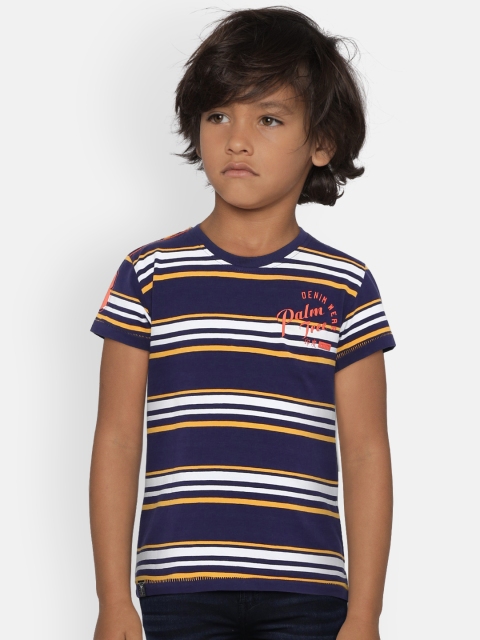 

Palm Tree Boys Blue & White Striped Round Neck T-shirt