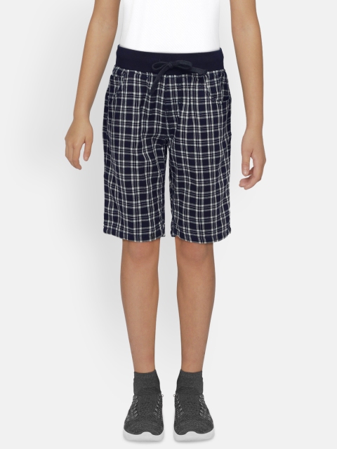 

Gini and Jony Boys Navy Blue & White Checked Regular Fit Shorts