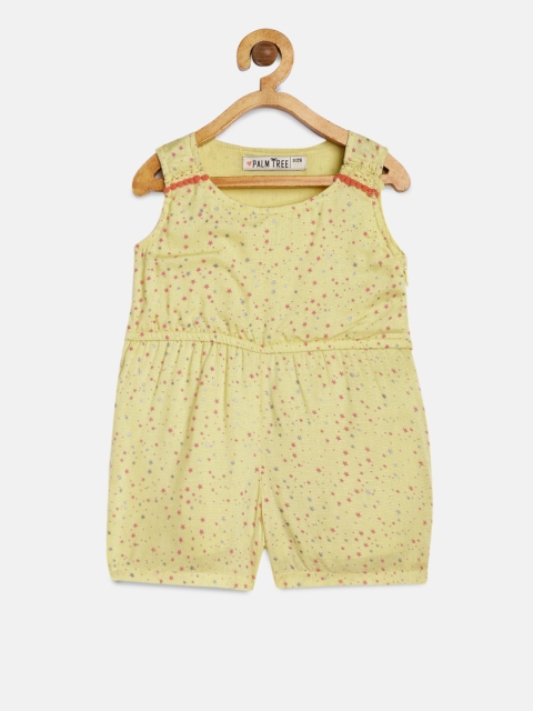 

Palm Tree Girls Yellow Printed Playsuit