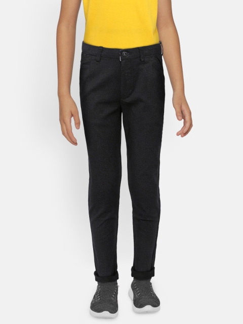 

Gini and Jony Boys Black Slim Fit Self Design Regular Trousers