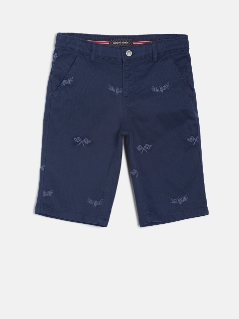 

Gini and Jony Boys Navy Blue Solid Regular Fit Shorts