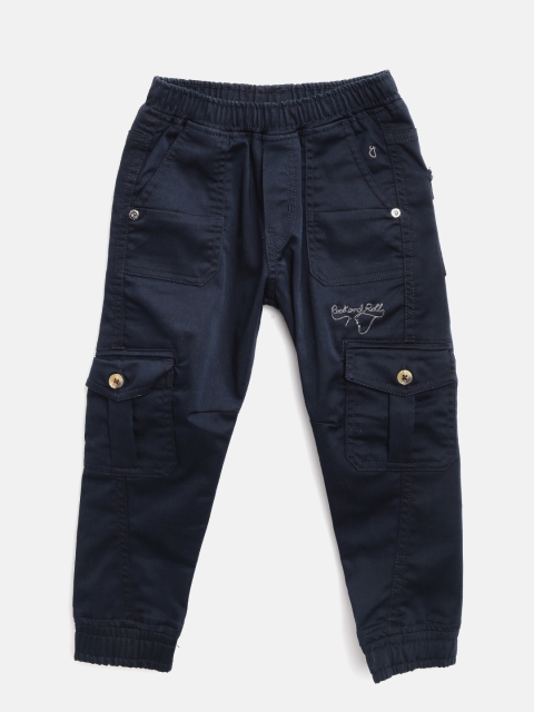 

Gini and Jony Boys Navy Regular Fit Solid Cargos, Navy blue