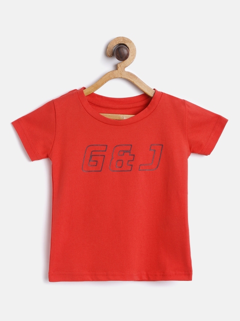 

Gini and Jony Boys Red & Navy Blue Brand Logo Print Round Neck T-shirt
