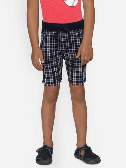 

Gini and Jony Boys Navy Blue Checked Regular Fit Shorts