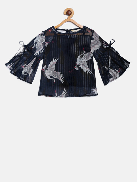 

Gini and Jony Girls Blue Printed Top