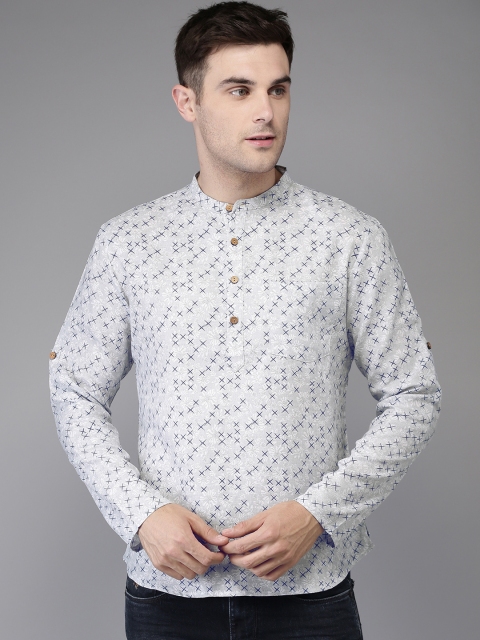 

Anouk Men Grey Floral Printed Straight Kurta