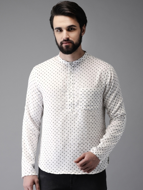 

Anouk Men White & Black Printed Straight Kurta