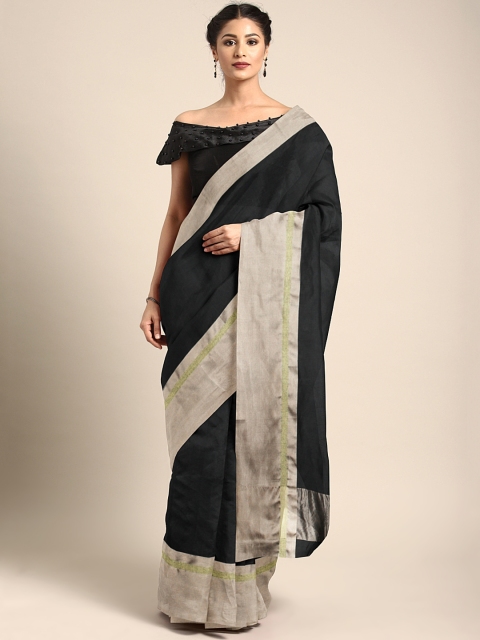 

Triveni Black Solid Silk Cotton Saree