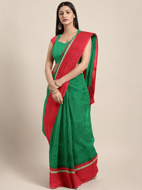 

Triveni Green Solid Silk Cotton Saree