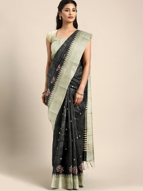 

Triveni Women Black Woven Design Art Silk Saree