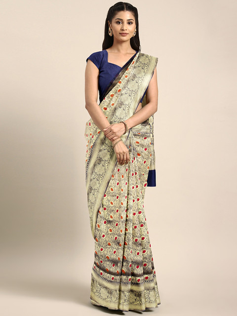 

Triveni Navy Blue & Gold-Toned Art Silk Woven Design Saree