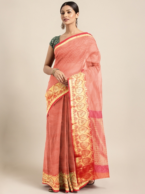 

Triveni Orange Woven Design Saree