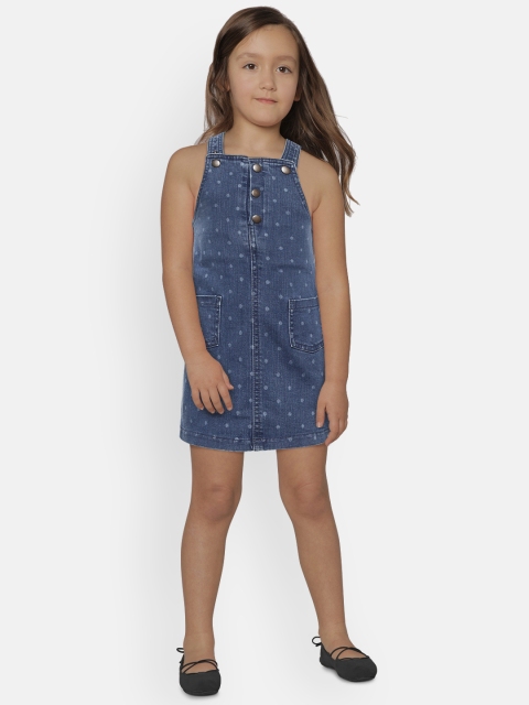 

Marks & Spencer Girls Blue Denim Printed Pinafore Dress