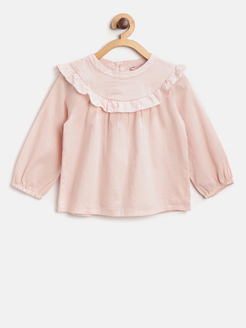 

Marks & Spencer Girls Peach-Coloured Solid Pure Cotton Top
