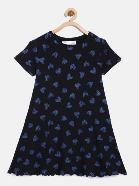 

Marks & Spencer Girls Black Heart Print A-Line Dress