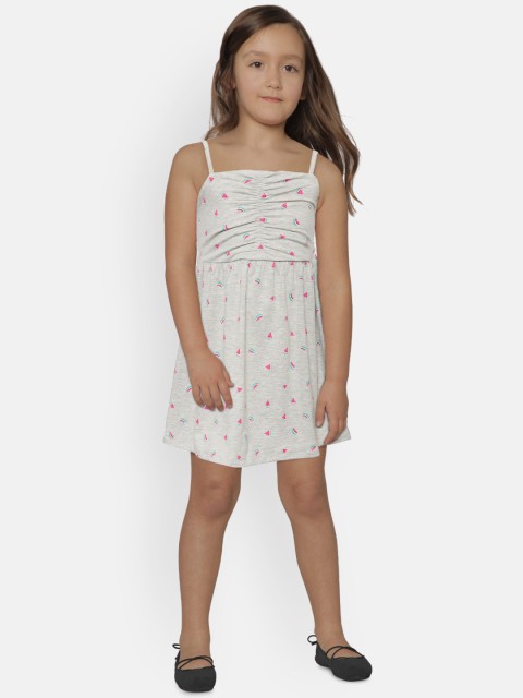 

Marks & Spencer Girls Grey Melange & Pink Watermelon Printed A-Line Dress
