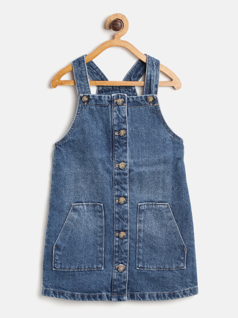 

Marks & Spencer Girls Blue Solid Denim Pinafore Dress