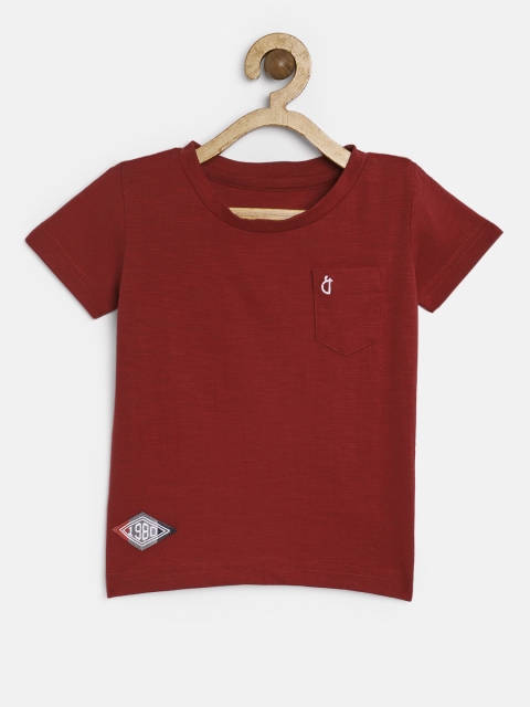 

Gini and Jony Boys Maroon Printed Round Neck T-shirt
