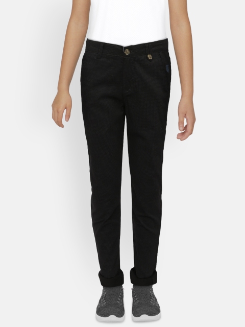 

Gini and Jony Boys Black Regular Fit Self Design Trousers