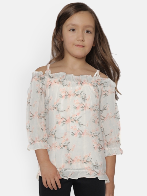 

Gini and Jony Girls White Printed Blouson Top